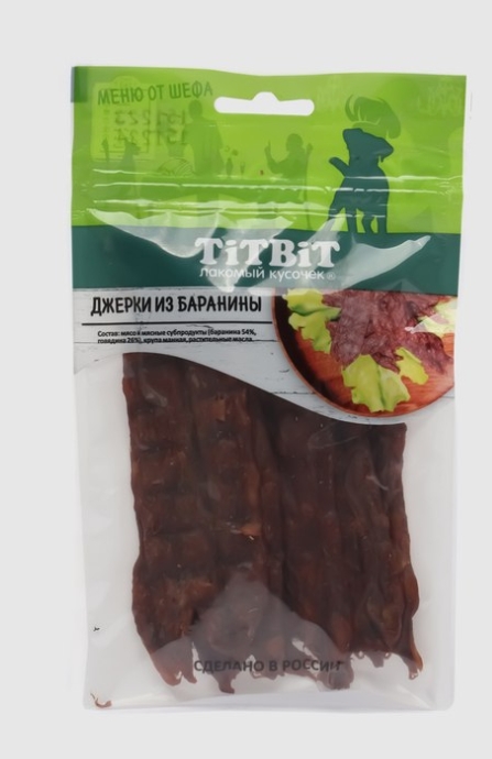 Titbit лакомство Джерки мясные из баранины д/собак 70г
