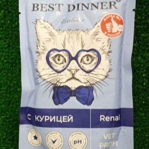 Бест Диннер паучи Exclusive Vet Profi Renal кусочки в соусе с курицей 0,085 кг 7446
