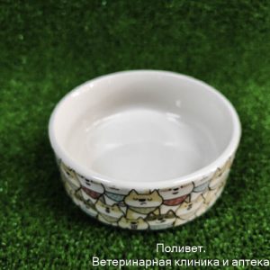 Миска керамическая "Хаски" 200 мл - 10,5 х 10,5 х 4 см, бежевая/серая   9285362