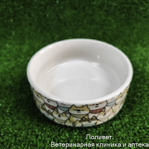 Миска керамическая "Хаски" 200 мл - 10,5 х 10,5 х 4 см, бежевая/серая   9285362