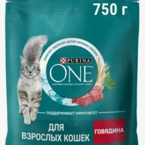 Пурина One сухой корм д/взрослых кошек Говядина/Злаки 750г