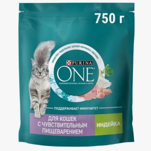 Пурина One сухой корм д/кошек Индейка 750г
