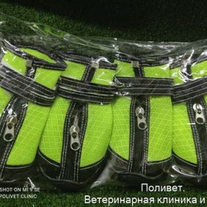 Ботинки высокие для больших собак, набор 4 шт, размер L (подошва 10х7 см), чёрно-салатовые
