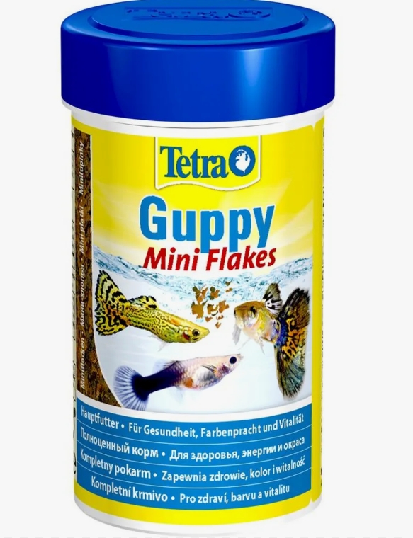 TetraGuppy Mini Flakes Корм основной д/живородящих рыб 100мл (хлопья)