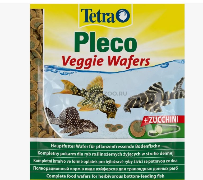 TetraPleco Veggie Wafers корм д/любых видов травоядных донных рыб 15г (пластинки)