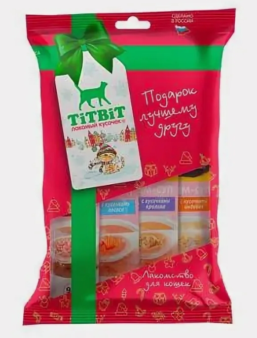 Titbit Новогодняя коллекция лакомство д/кошек Крем-суп 4вкуса 40г 026038