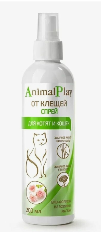 Animal Play спрей репеллентный д/кошек/котят масло Гвоздики/Цитронеллы 200мл