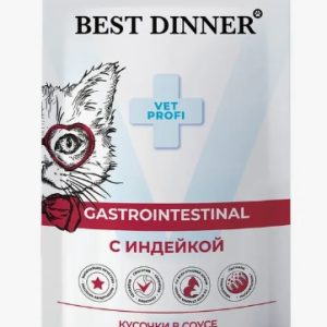 Бест Диннер Vet Profi Gastro Intestinal паучи для кошек кусочки в соусе с индейкой 0,085 кг 7443