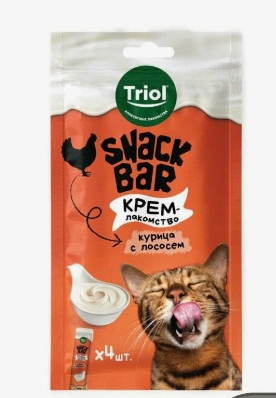 Triol лакомство д/кошек Snack Bar крем Курица/Лосось 40г