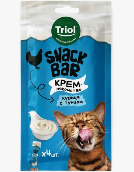 Triol лакомство д/кошек Snack Bar крем Курица/Тунец 40г