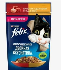 Феликс корм аппетитные кусочки Двойная вкуснятина Говядина и домашняя птица 75г 12512754