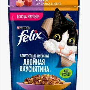 Феликс корм аппетитные кусочки Двойная вкуснятина Ягненок с курицей 75г 12512755