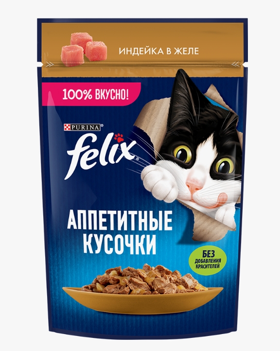 Феликс корм аппетитные кусочки Индейка в желе 75г 12512734