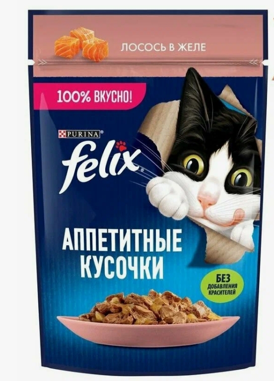 Феликс корм аппетитные кусочки Лосось в желе 75г 12512726