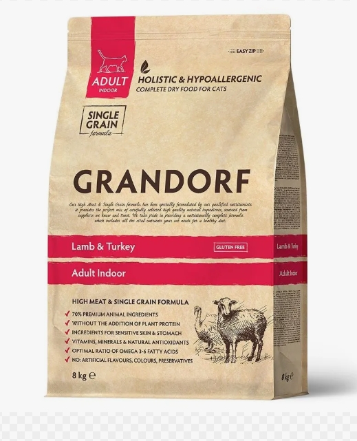 Грандорф Ягненок с индейкой для домашних кошек  8 кг GRANDORF CAT Lamb&Turkey INDOOR