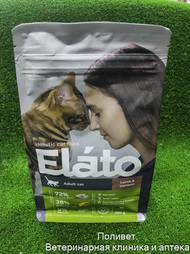 Elato Holistic корм д/взрослых кошек 300г Ягненок и оленина (Adult Cat Lamb & Venison)