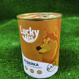 Консервы для собак всех пород с 6 мес. Lucky bits индейка с яблоком и морковью, 400 г (Лаки битс)