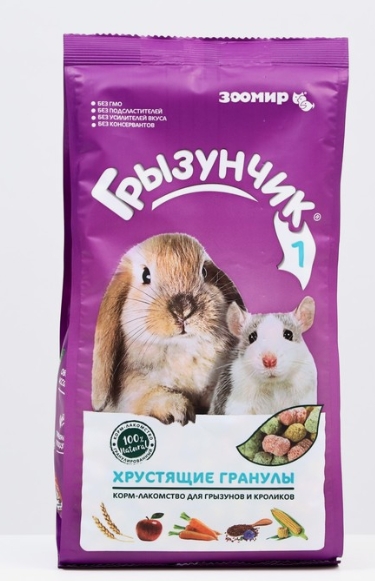 Грызунчик №1 корм-лакомство д/грызунов и кроликов150г Хрустящие гранулы