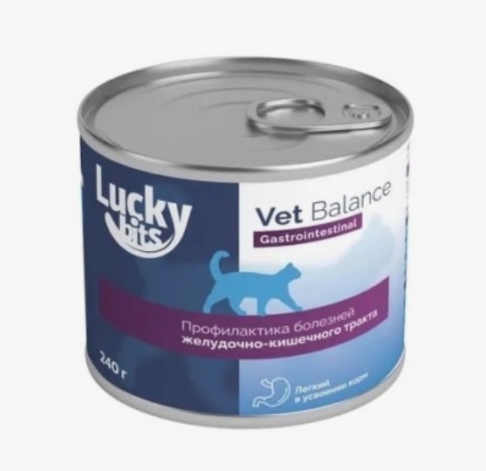 Консервы д/кошек Lucky bits Gastrointestinal профилактика при нарушении пищеварения 240г Лаки битс
