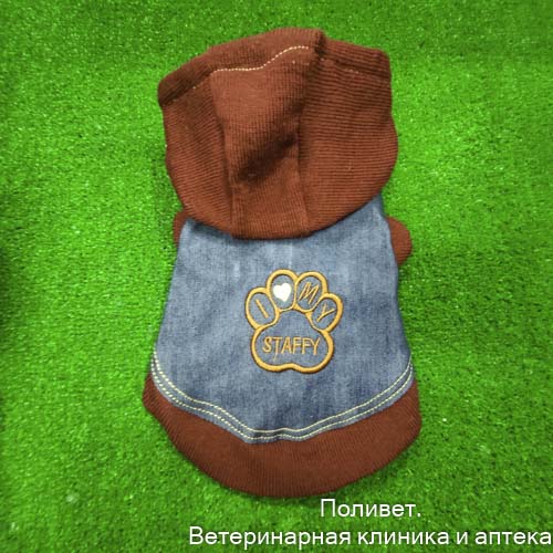 Жилет джинсовый с вышивкой и капюшоном, р. XS2  длина спины 21см, обхват груди 38-42см