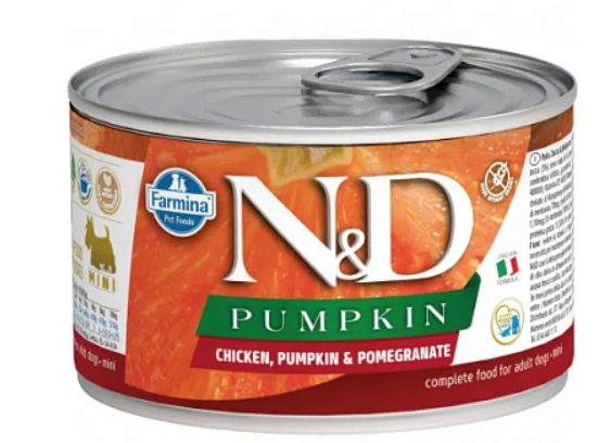 Фармина N&D DOG CHICKEN, PUMPKIN&POMEGRANATE Puppy mini Консервы д/щенков мелких пород 140г Курица с