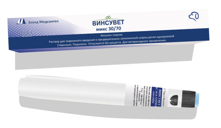 Винсувет Микс 30/70 ANIMALPEN д/собак р-р д/п/к введ. 100МЕ/мл 3мл шприц-ручка №1