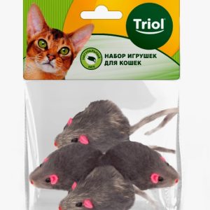 Игрушка для кошек "Мышь серая", 45-50мм (уп.4шт.), Triol