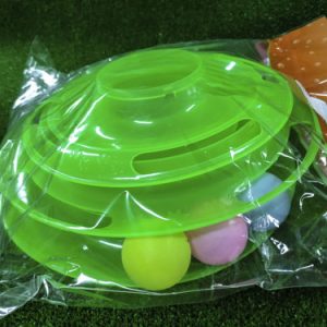 Игровой комплекс "Пижон" для кошек с 3 шариками, 24,5 х 24,5 х 13 см, зелёный   6031420