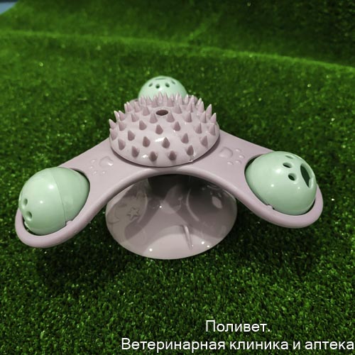 Игрушка-вертушка на присоске для кошек, 3 отсека с бубенчиками, микс цветов   7887620
