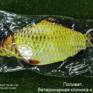 Игрушка для кошек "Карась" с двигающимся хвостом и с USB-зарядкой, 28 см   7087276