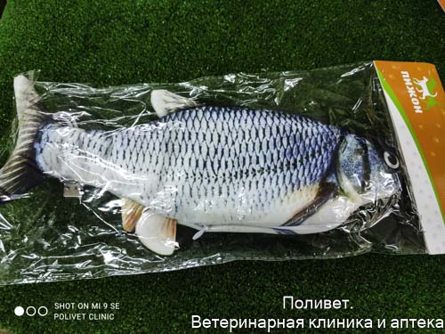 Игрушка для кошек "Подлещик" с двигающимся хвостом и с USB-зарядкой, 28 см   7087275