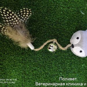 Игрушка для кошек с кошачьей мятой и перьями "Бурундук", 10 см, с бубенчиком   9606603