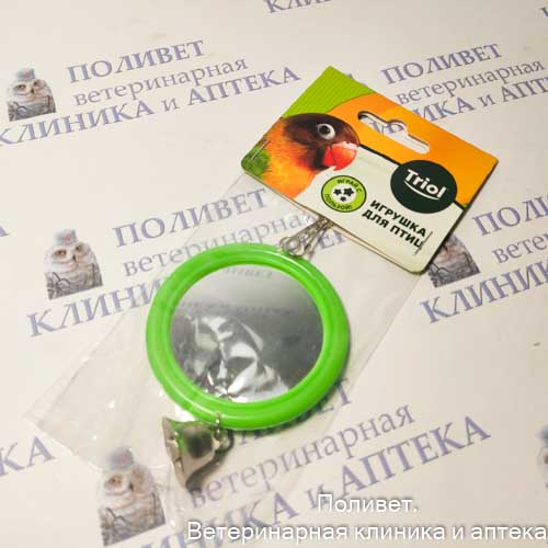 Игрушка для птиц Зеркало с колокольчиком, 120*d60мм, Triol