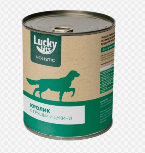 Консервы для собак Lucky bits кролик с грушей и цукини 970г (Лаки битс)