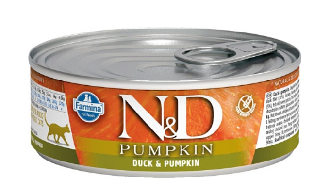 Фармина N&D CAT DUCK&PUMPKIN Консервы д/кошек 70г Утка с тыквой (2093)