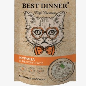 Бест Диннер паучи для взрослых кошек Курица в белом соусе, 0,085кг