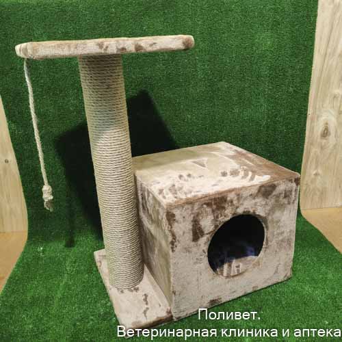 Комплекс - Фрилансер Когтеточка d=10 с домиком,  2 лежанки джут, 55*36*64 КД-49 какао
