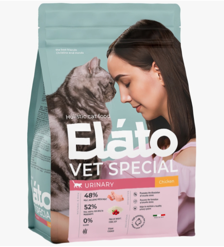 Elato Holistic Vet Special Urinary полнорационный сухой диетический корм д/котов и кошек 300г Курица