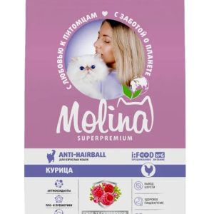 Молина корм д/взрослых кошек д/вывода шерсти Курица 1,5кг
