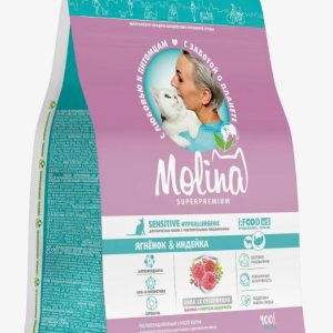 Молина корм д/взрослых кошек с чувств. пищеварением Ягненок/Индейка 0,4кг