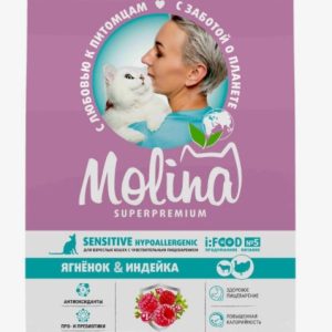 Молина корм д/взрослых кошек с чувств. пищеварением Ягненок/Индейка 1,5кг