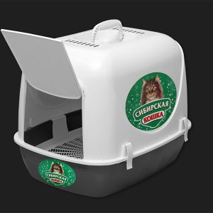 Туалет д/кошек Сибиркая Кошка Альбус закрытый с сеткой серый 50*38*40см