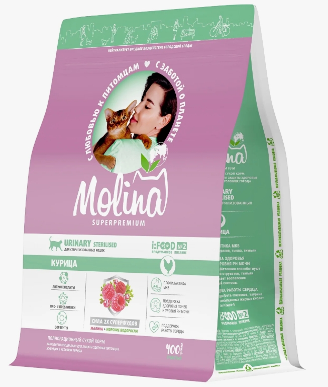 Молина корм д/взрослых стерилизованных кошек Курица 0,4кг