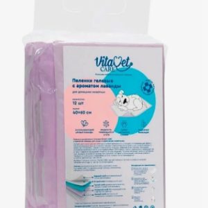 Пеленки "VitaVet Care" гелевые с фикс. полосками и с ароматом лаванды 60*40 (12 шт/уп)