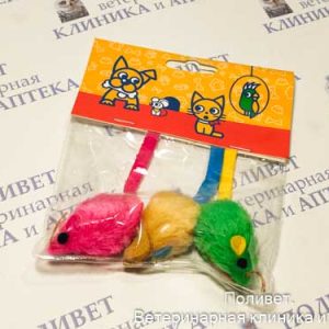 Игрушка Мышки Три сестрички мех для кошек 3шт.
