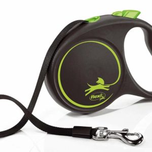 Поводок-рулетка Flexi Black Design tape L 5m 50 kg green