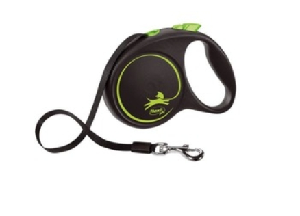 Поводок-рулетка Flexi Black Design tape M 5m 25 kg green