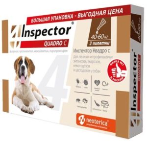 Инспектор Квадро С р-р д/наруж. прим. по 6мл для собак 40-60кг №3