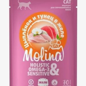 Молина д/взрослых кошек Цыпленок и тунец в желе 70г пауч