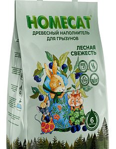 HOMECAT Лесная свежесть древесный наполнитель д/грызунов 2кг/6л
